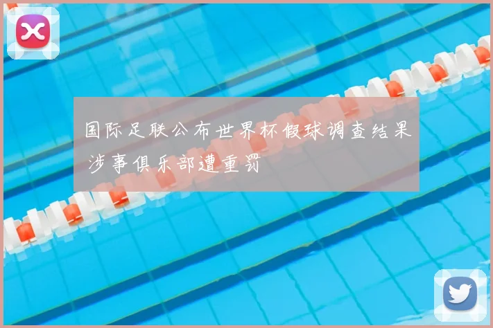 国际足联公布世界杯假球调查结果 涉事俱乐部遭重罚